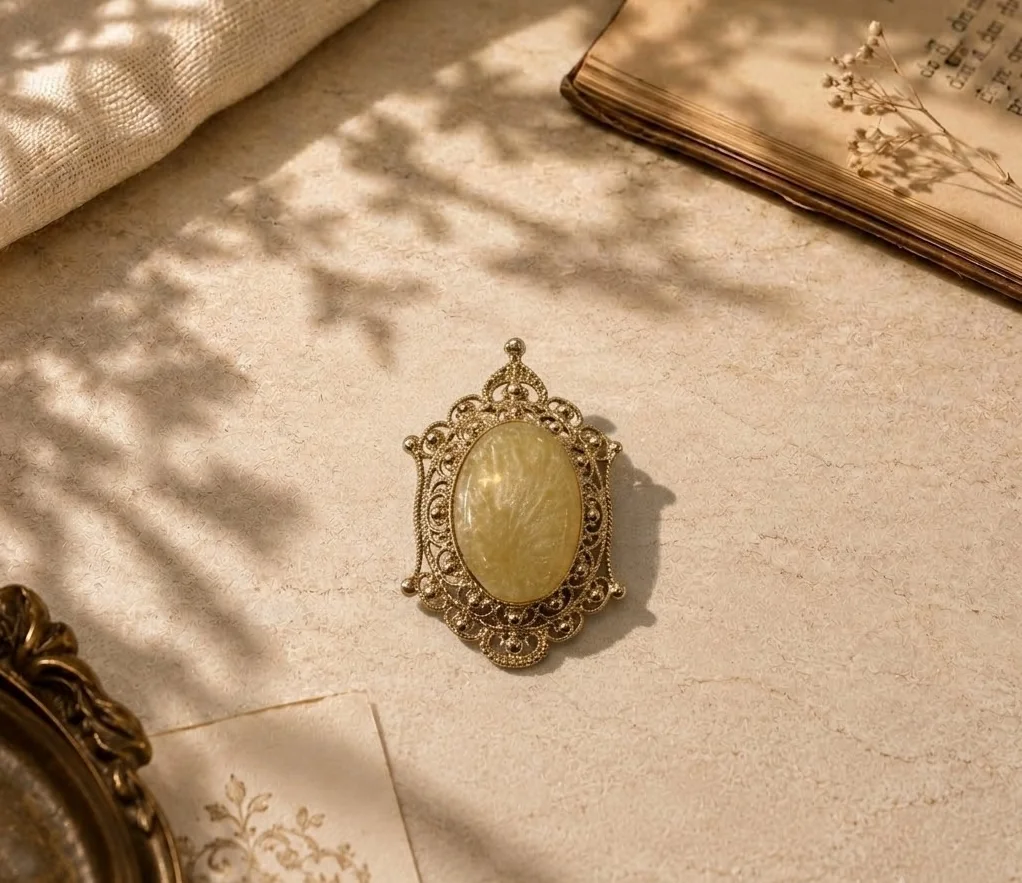 Heritage Sarı Taşlı Metal Kitap Ayracı