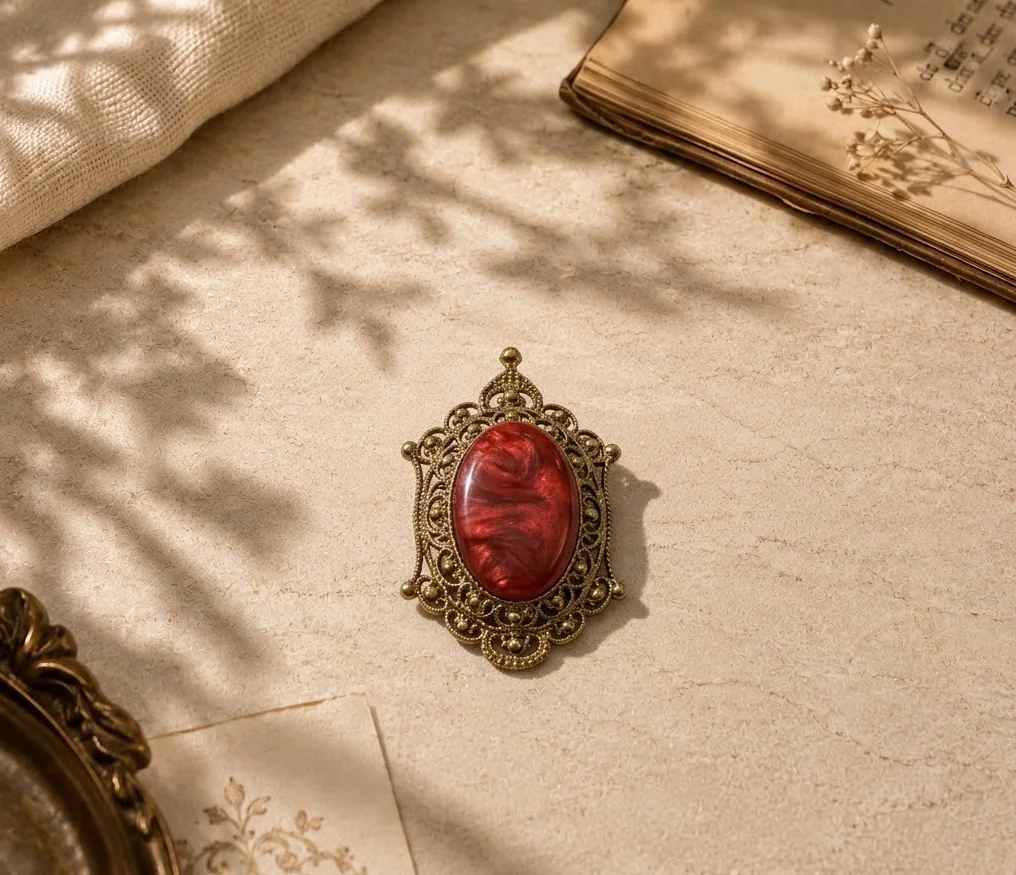 Heritage Bordo Taşlı Metal Boş