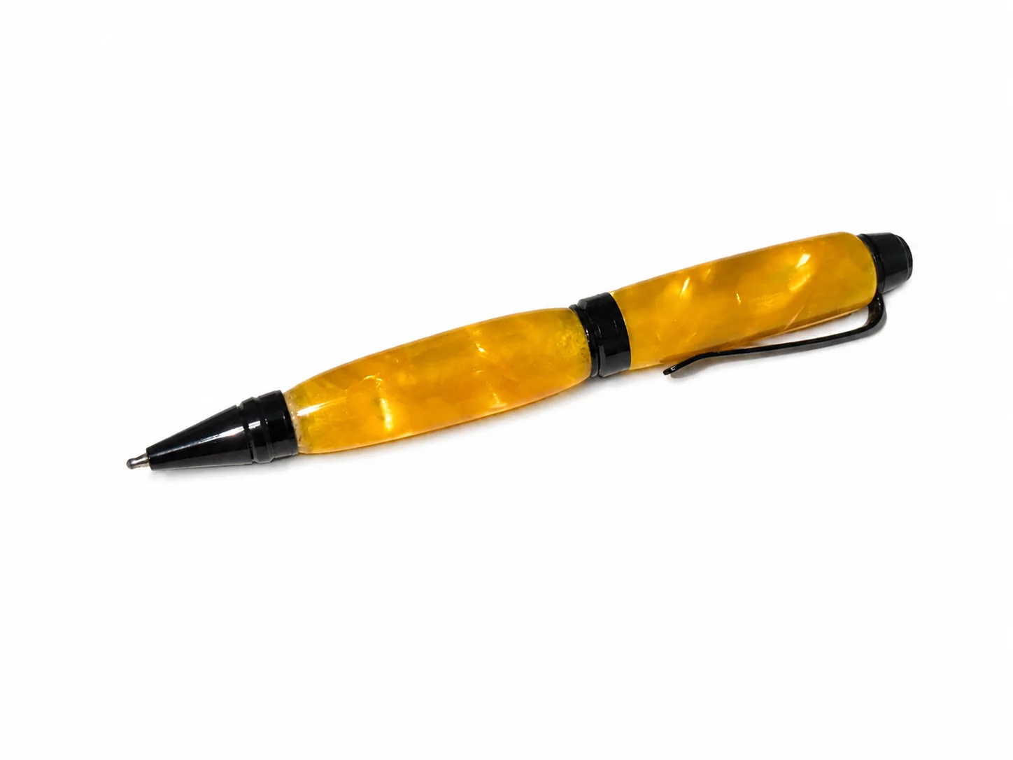 Kehribar Renk Renk El Yapımı Reçine Kalem (Black)